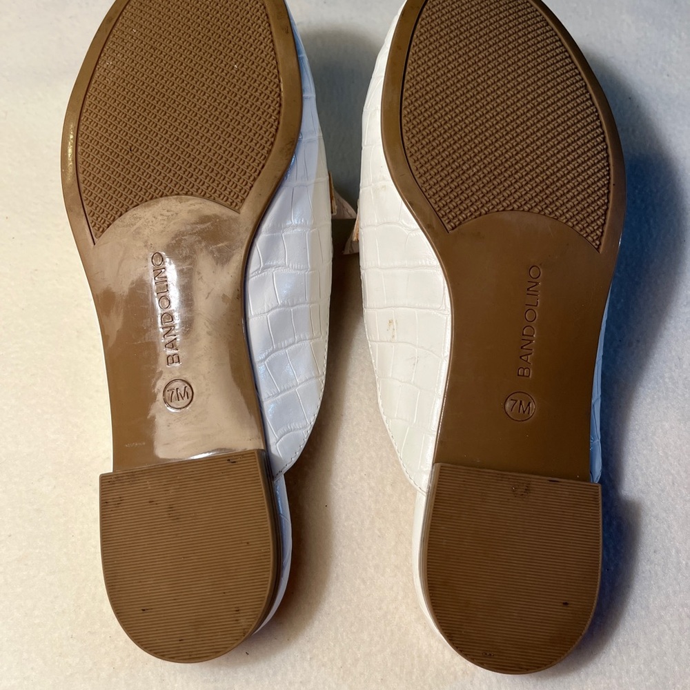 Bandolino White Mules Croc-Embossed Slip-On - Picture 2 of 5